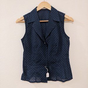 Vintage Robert Friedman Navy Sleeveless Blouse